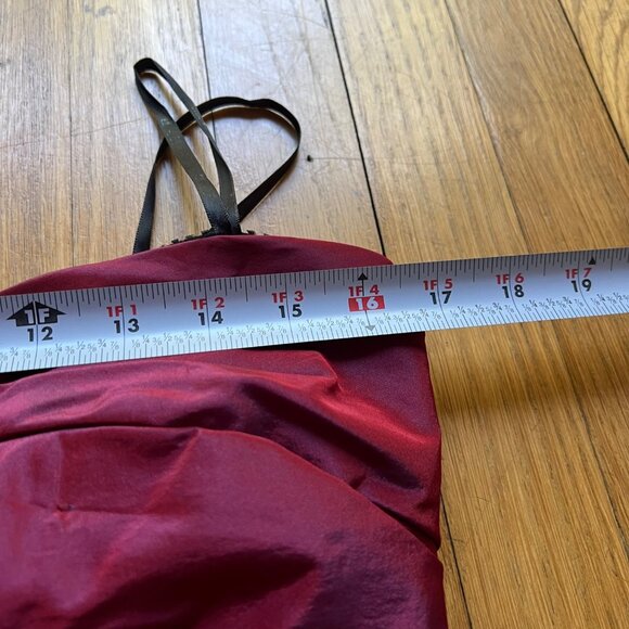 Vintage Tadashi Size M Burgundy Ruched Strapless Evening Long Mermaid Gown Dress - Picture 13 of 16